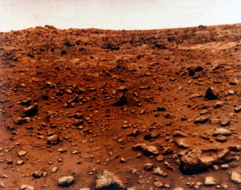 Detail of First colour photograph of the Martian planet surface, Viking 1 Mission to Mars, 1976 by NASA