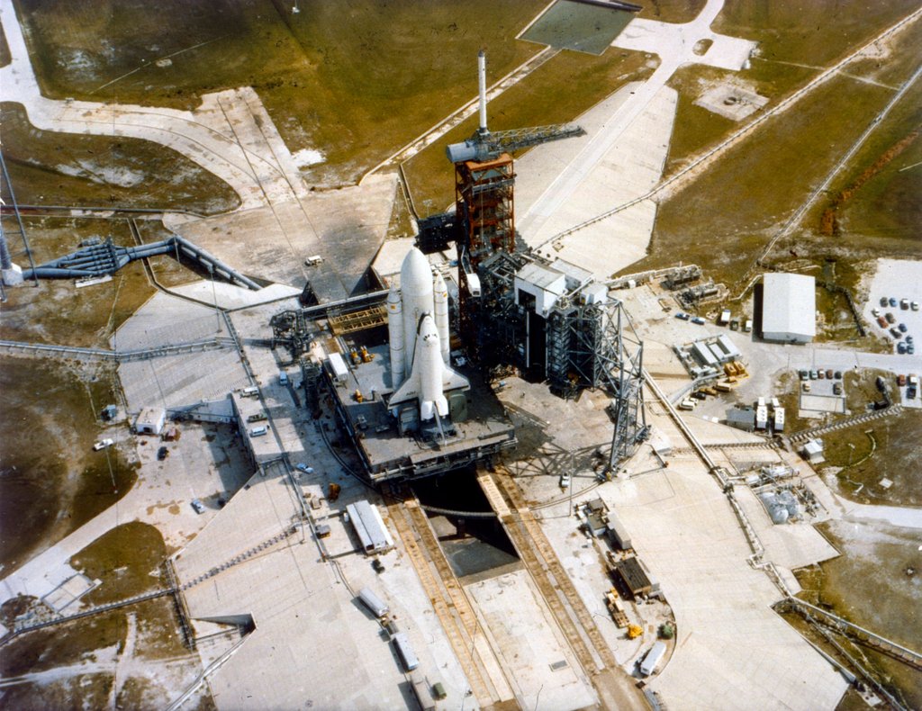 Detail of Space Shuttle Orbiter on the launch pad, Kennedy Space Center, Merritt Island, Florida, USA, 1980s by NASA