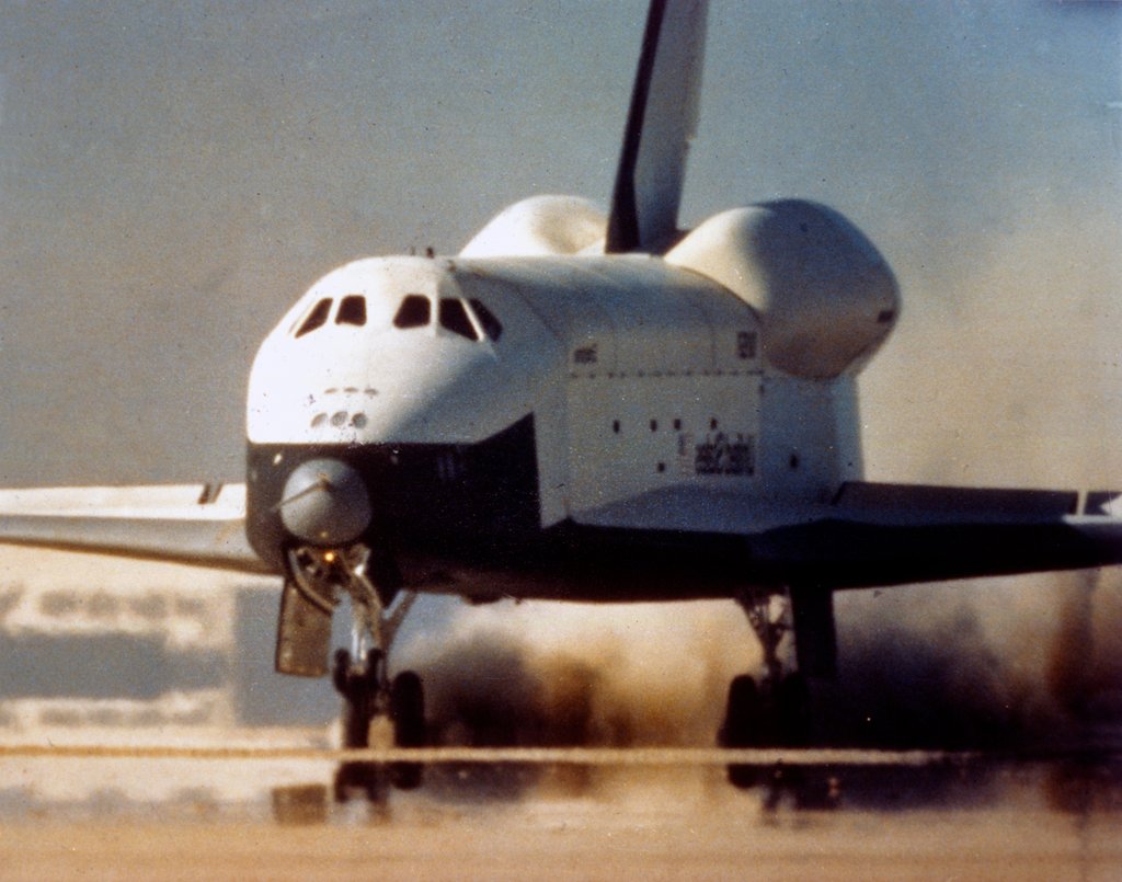 Detail of Orbiter flight tests, Space Shuttle 'Enterprise' landing, USA, c1975 by NASA