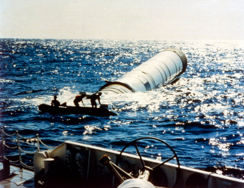 Detail of Rocket booster recovery, second Space Shuttle flight, November 1981 by NASA