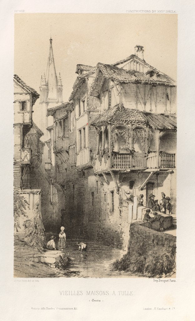 Detail of …Pl. 10, Vielles Maisons A Tulle, 1860 by Victor Petit