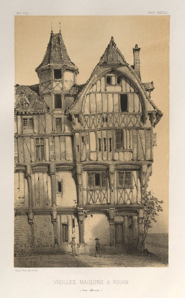 Detail of …Pl. 21, Vielles Maisons A Rouen, published 1860 by Victor Petit