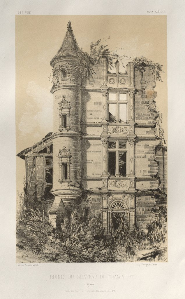 Detail of …Pl. 24, Ruines Du Chateau De Champlost, published 1860 by Victor Petit