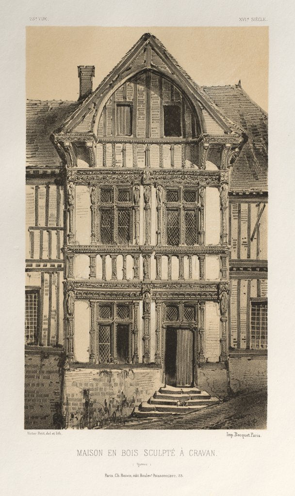 Detail of …Pl. 25, Maison En Bois Sculpte A Cravan, published 1860 by Victor Petit