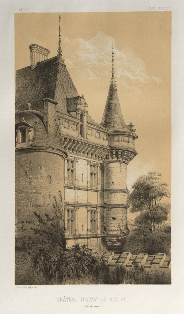Detail of …Pl. 32, Château DAzay-Le-Rideau, 1860 by Victor Petit