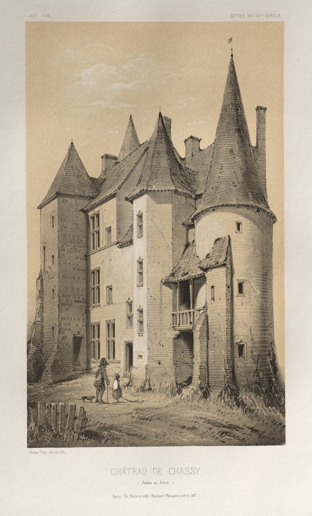 Detail of …Pl. 45 Château De Chassy, 1860 by Victor Petit