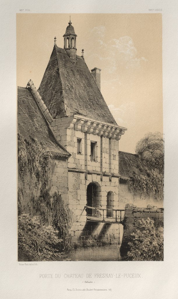 Detail of …Pl. 48, Porte Du Château de Fresnay-Le-Puceux, 1860 by Victor Petit