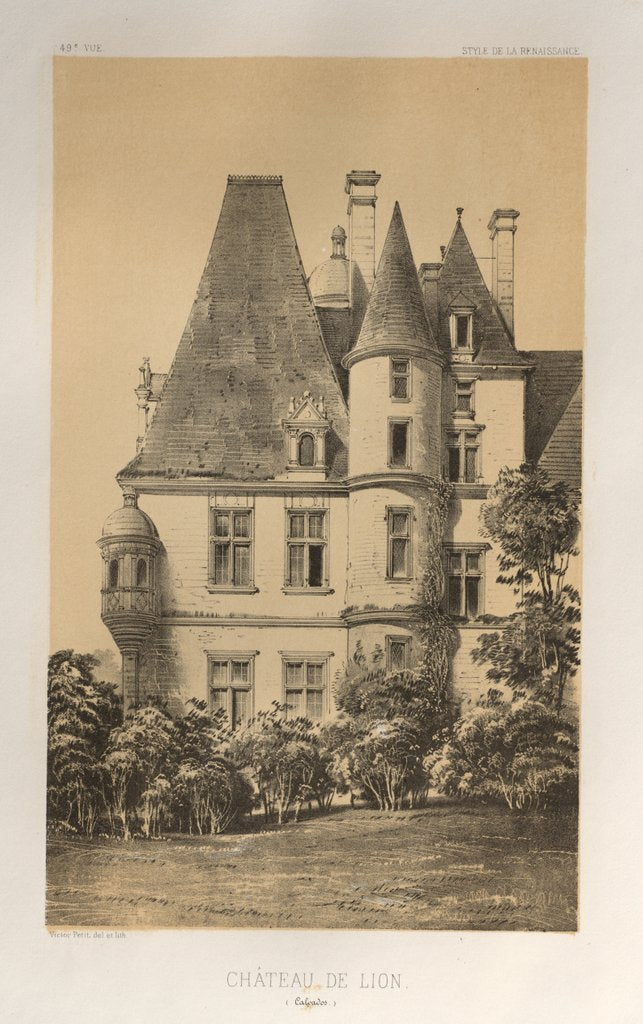 Detail of …Pl. 49, Château De Lion, 1860 by Victor Petit