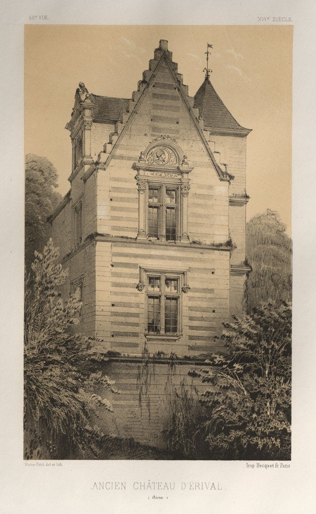 Detail of …Pl. 55, Ancien Château DÉrival, 1860 by Victor Petit