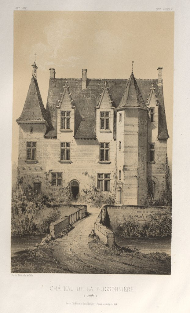 Detail of …Pl. 57, Château De La Poissonnière, 1860 by Victor Petit