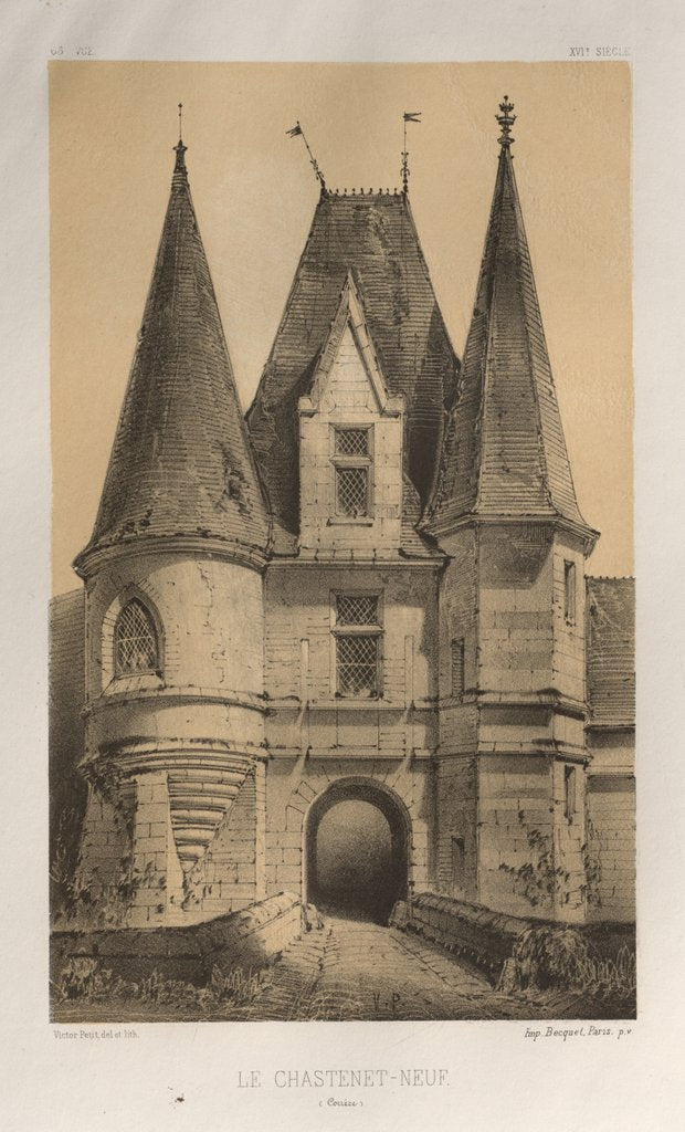 Detail of …Pl. 65, Le ChasteLet-Neuf, 1860 by Victor Petit