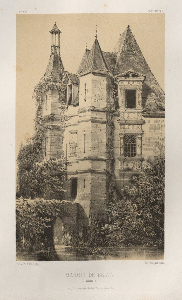 Detail of …Pl. 78, Manoir de Belvau, 1860 by Victor Petit