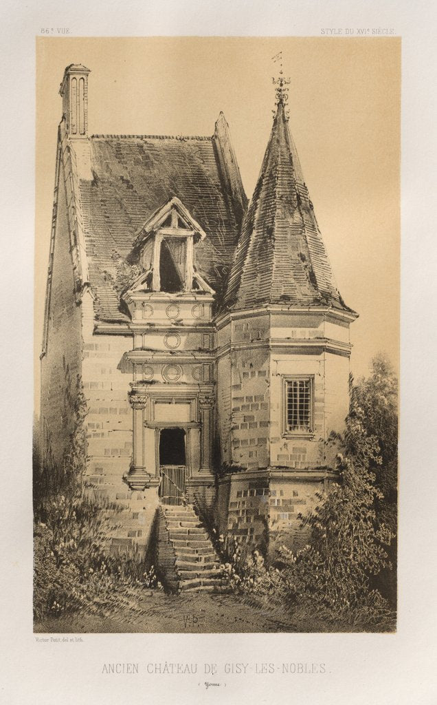 Detail of …Pl. 86, Ancien Château de Gisy-Les-Nobles, 1860 by Victor Petit