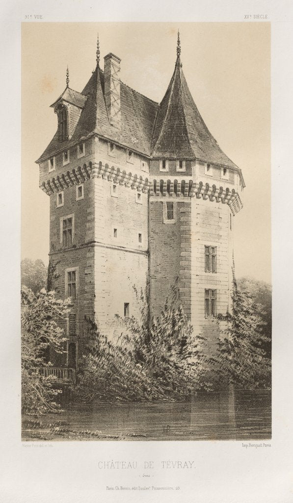 Detail of …Pl. 91, Château de Tévray, 1860 by Victor Petit
