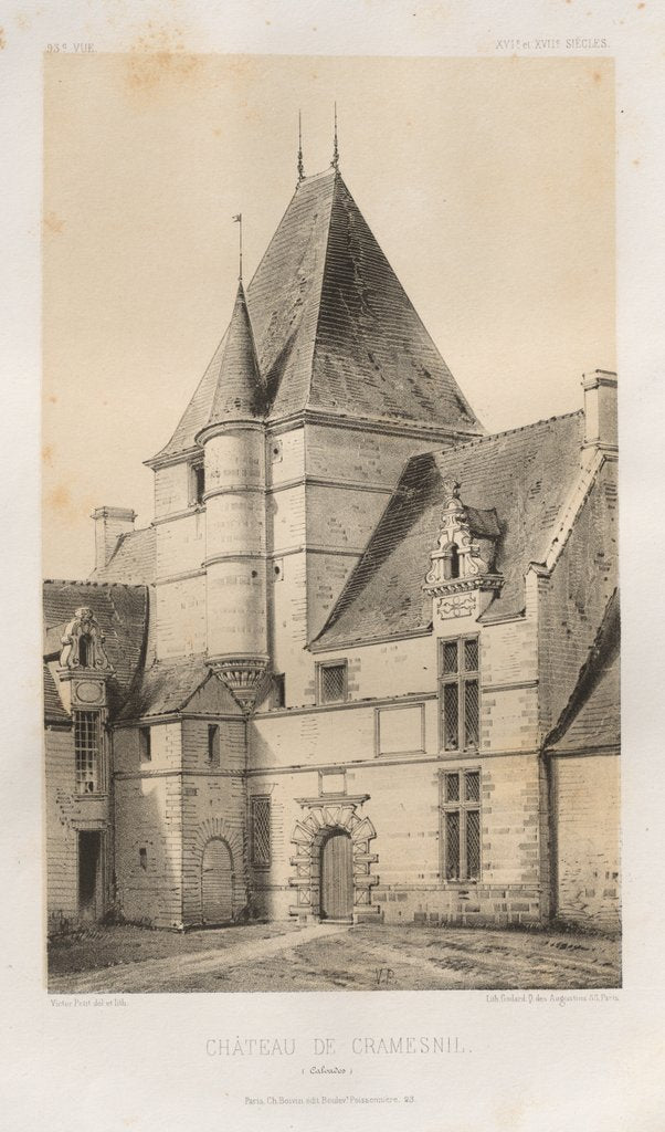 Detail of …Pl. 93, Château de Cramesnil, 1860 by Victor Petit