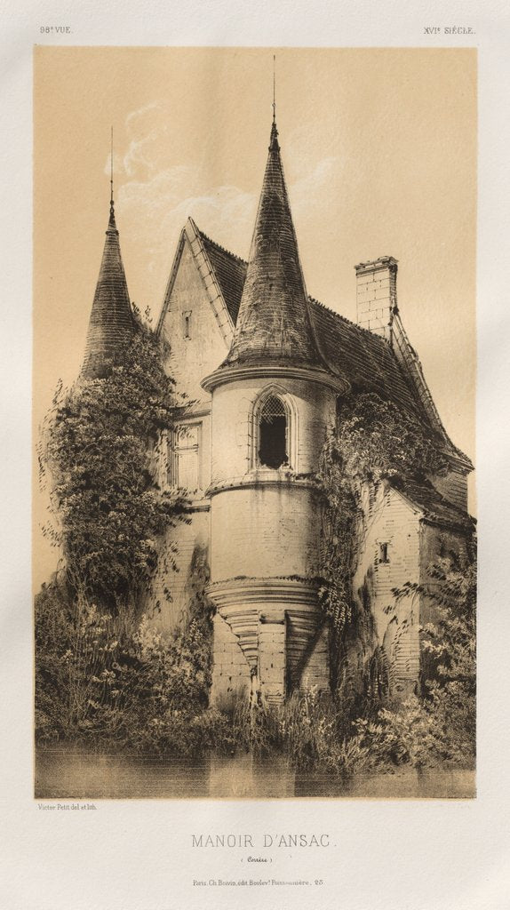 Detail of …Pl. 98, Manoir dAnsac, 1860 by Victor Petit