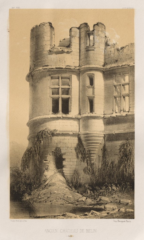 Detail of …Pl. 99, Ancien Château de Belin, 1860 by Victor Petit