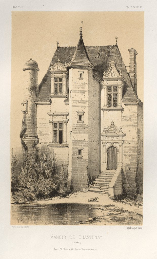 Detail of …Pl.15, Manoir De Chastenay, 1860 by Victor Petit