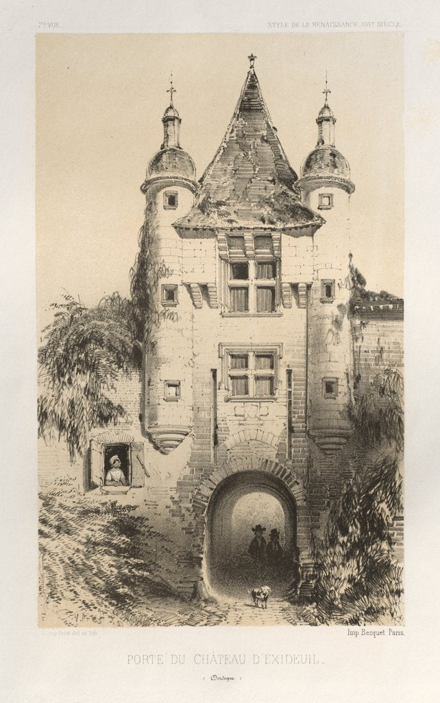 Detail of …Pl.7, Porte du Chateau dExideuil, 1860 by Victor Petit