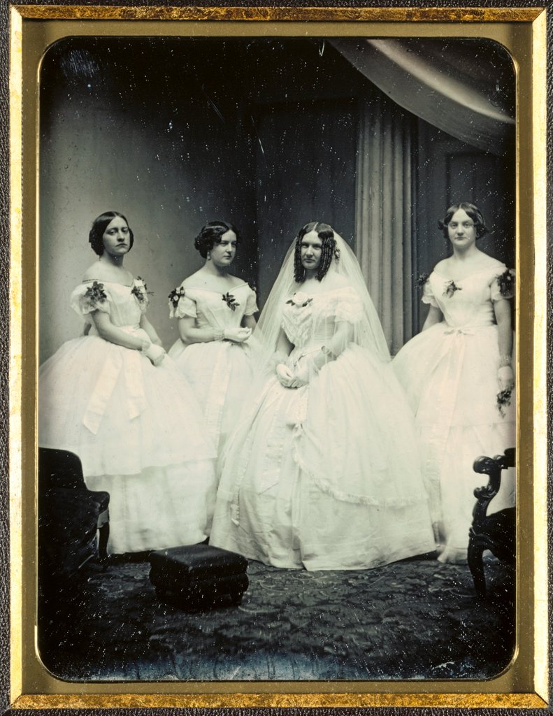 Detail of A Bride and Her Bridesmaids, 1851 or later by Josiah Johnson Hawes; Albert Sands Southworth