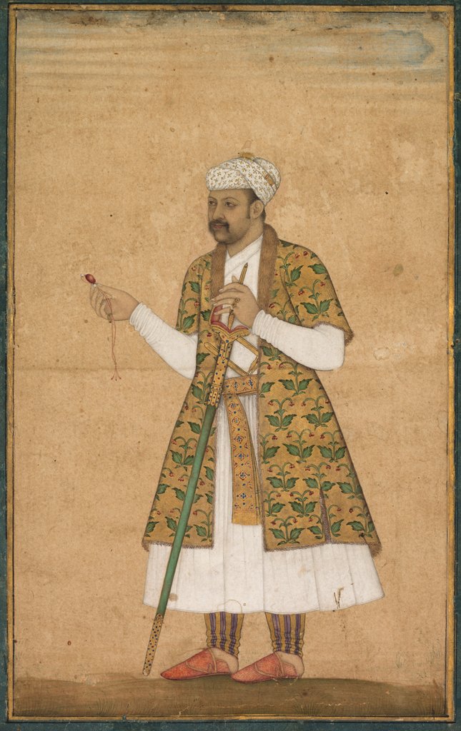 Detail of A Courtier, Possibly Khan Alam, Holding a Spinel and a Deccan Sword, c. 1605-1610 by Govardhan (attributed to)