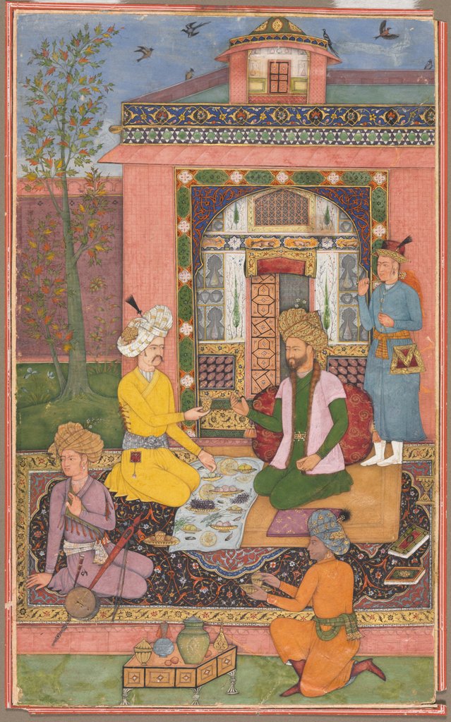 Detail of A feast in a pavilion setting, c. 1620 by Muhammad Ali (attributed to)