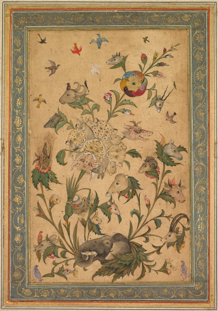 Detail of A floral fantasy of animals and birds, early 1600s by Unknown