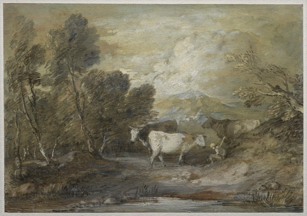 Detail of A Herdsman with Three Cows by an Upland Pool, mid 1780s by Thomas Gainsborough