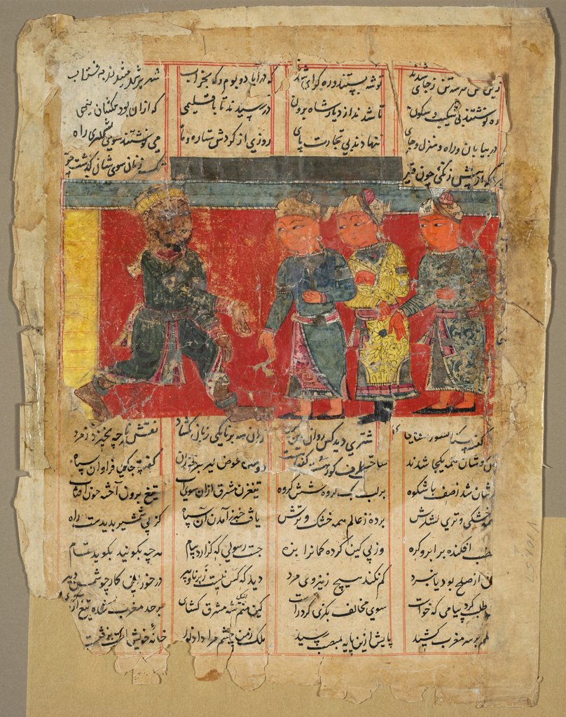 Detail of A King Receiving Three Men, page from the Khamsa of Amir Khusrau Dihlavi, 1450-1500 by Unknown