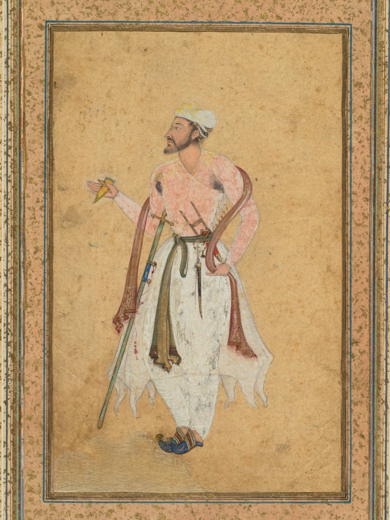 Detail of A Mughal courtier, c. 1575; border added probably 1700s by Unknown