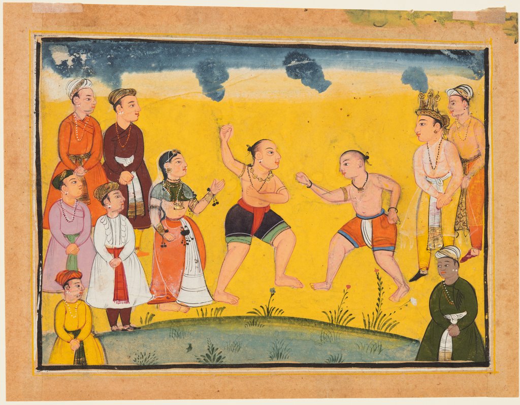 Detail of A page from the Mahabharata: Bhima fighting with Jayadratha, c. 1615 by Unknown