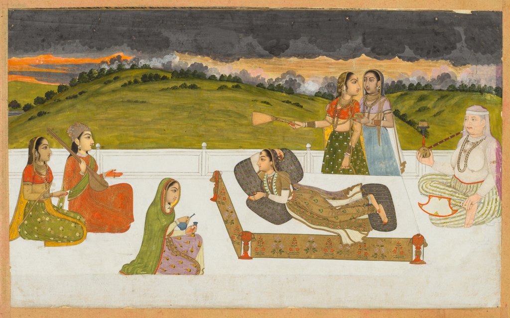 Detail of A princess reclining on a terrace with attendants, c. 1730-1740 by Unknown