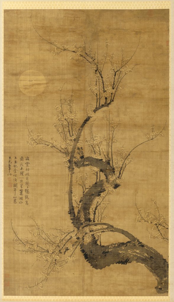 Detail of A Prunus in the Moonlight, 1300s by Wang Mian