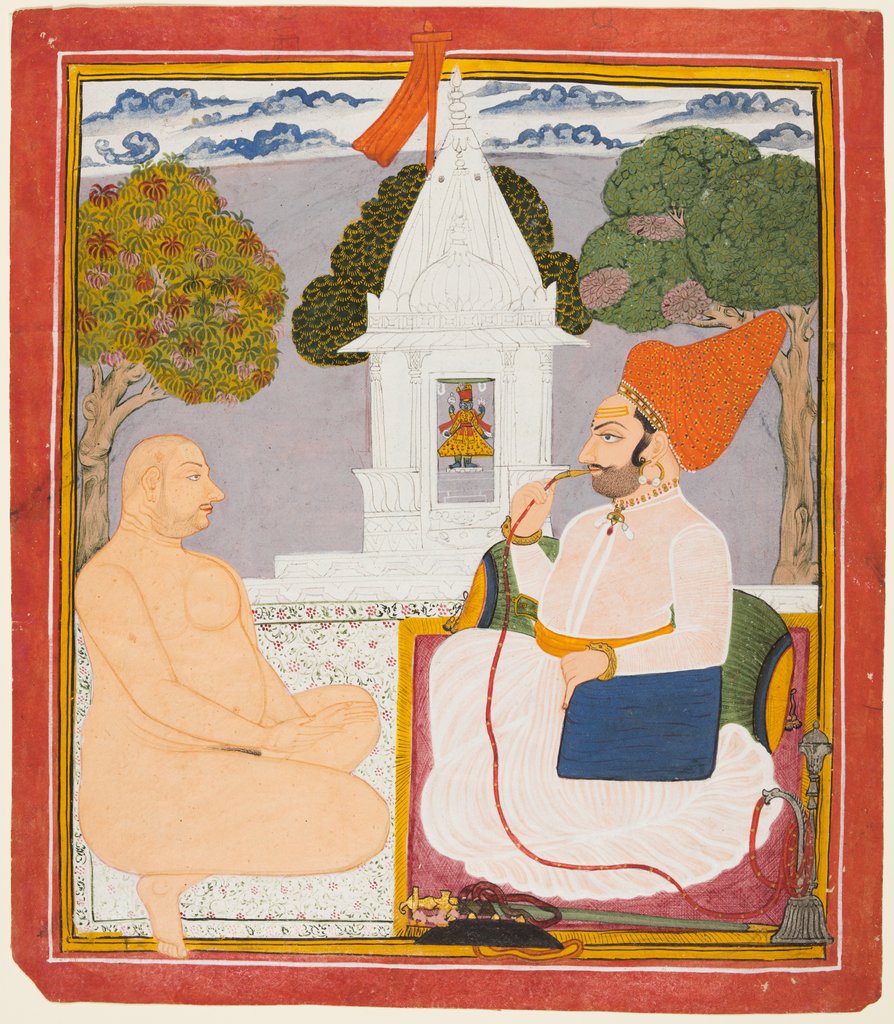 Detail of A Rathor Noble Visiting a Digambara holy man at a Vishnu Shrine, probably Baba Atmaram, c. 1760 by Unknown