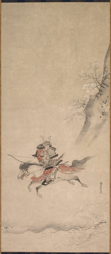 Detail of A Samurai on Horseback, 17th century by Kusumi Morikage