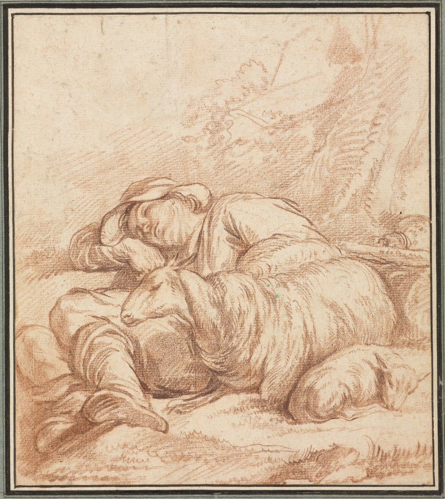 Detail of A Sleeping Shepherd, 1700s-1800s by Pierre Alexandre Wille