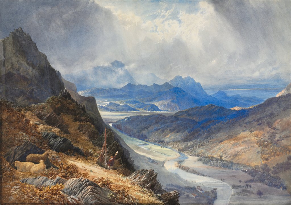 Detail of A View from Moel Cynwich: Looking Over the Vale of Afon Mawddach and Toward Cader Idris, c. 1850 by William Turner