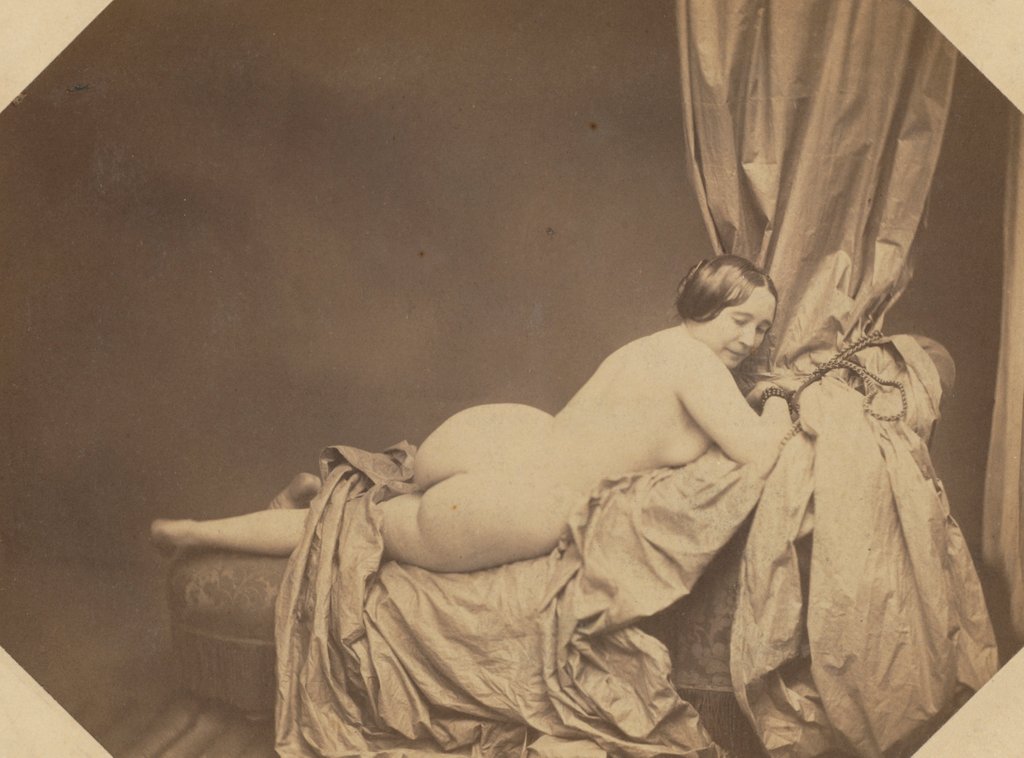 Detail of Academic Nude, Reclining on a Sofa, c. 1855 by Auguste Belloc