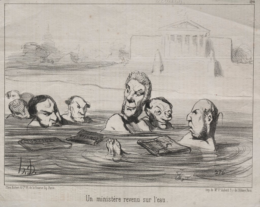 Detail of Actualities: A Minister returns to the water, 1851 by Honoré Daumier