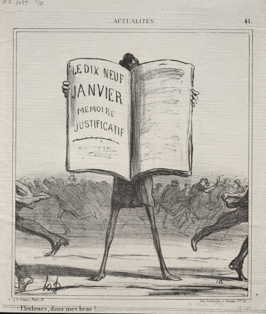 Detail of Actualities: Electors, in my arms!…, 1869 by Honoré Daumier