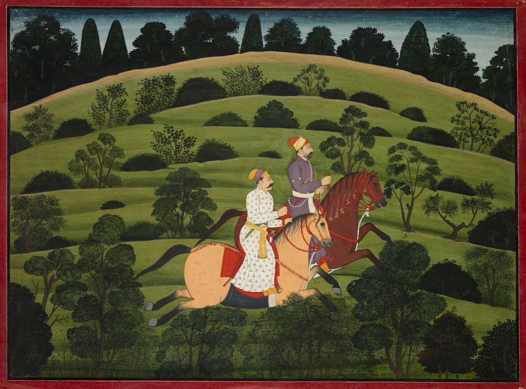 Detail of Akrura Rides Toward Dwarka, page from the large Basohli Bhagavata Purana, c. 1760-1765 by Unknown
