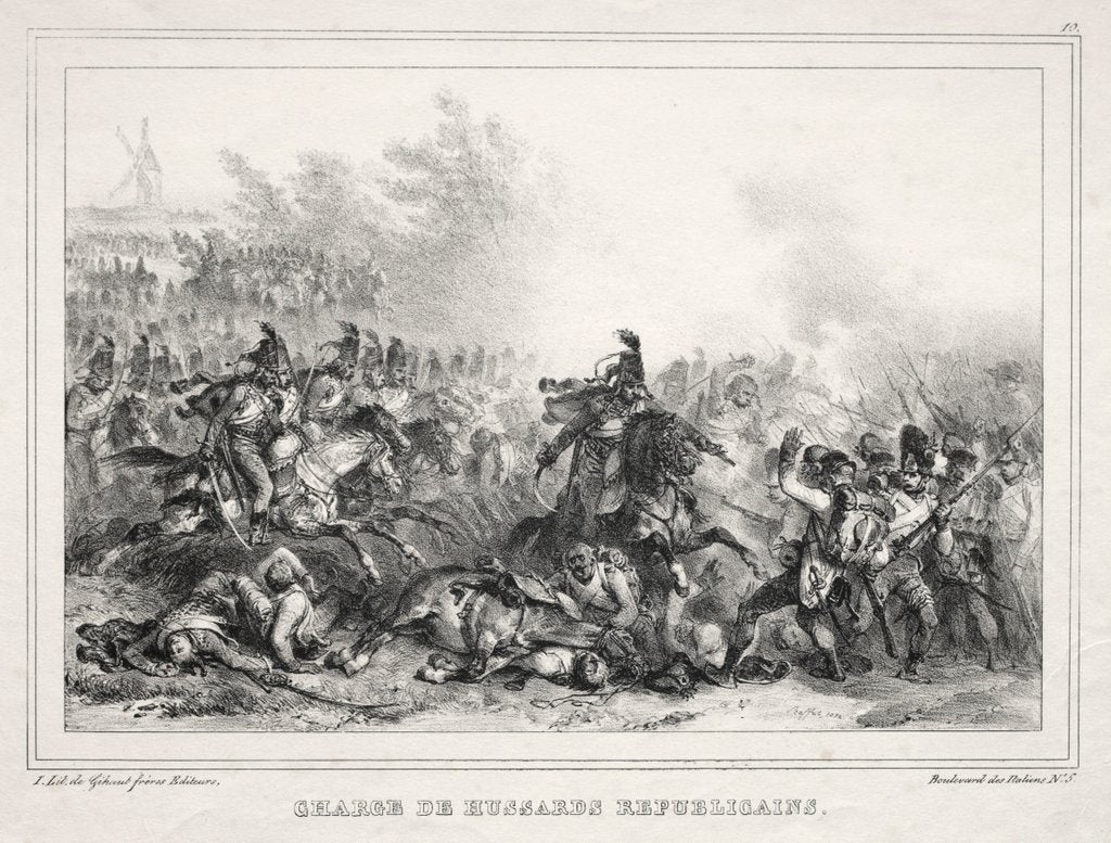 Detail of Album pour 1833: Charge de Hussards Républicains, 1832 by Auguste Raffet