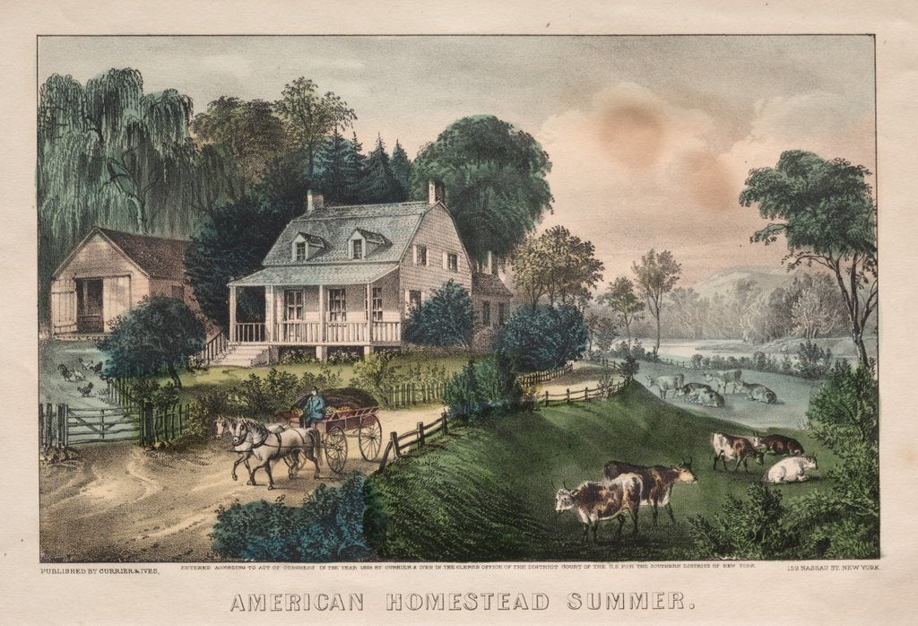 Detail of American Homestead, Summer, 1869 by James Merritt Ives; Nathaniel Currier