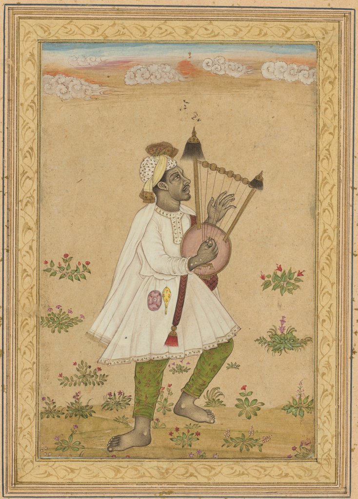 Detail of An African Lyre Player; Calligraphy, c. 1640-1660 by Unknown