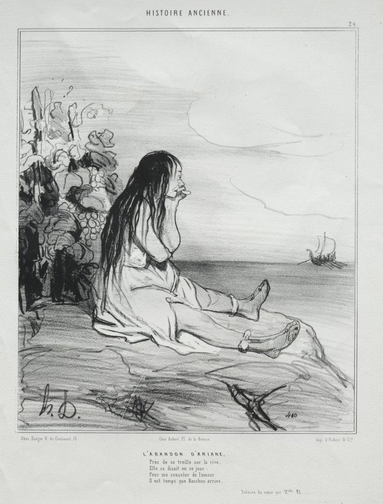 Detail of Ancient History, plate 24: The Abandonment of Ariadne, 4 September 1842 by Honoré Daumier; Aubert