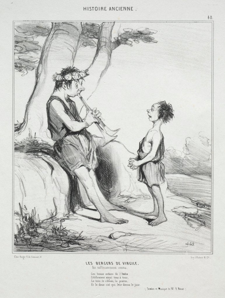 Detail of Ancient History, plate 48: The Shepherds of Virgil, 31 December 1842 by Honoré Daumier; Aubert