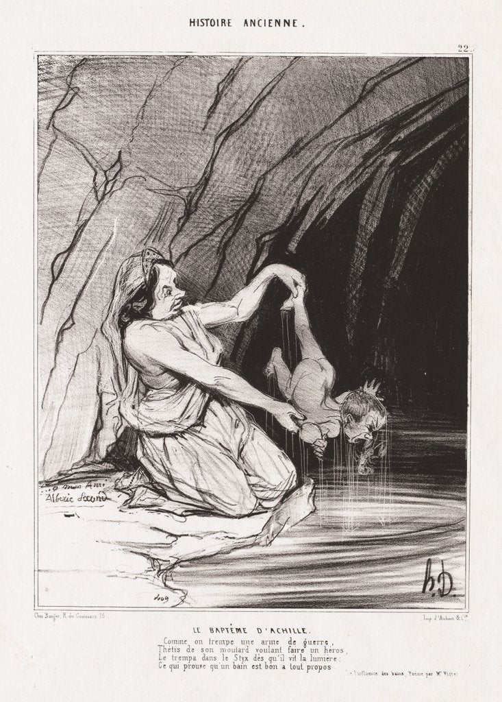 Detail of Ancient History: Pl. 22, The Baptism of Achilles by Honoré Daumier