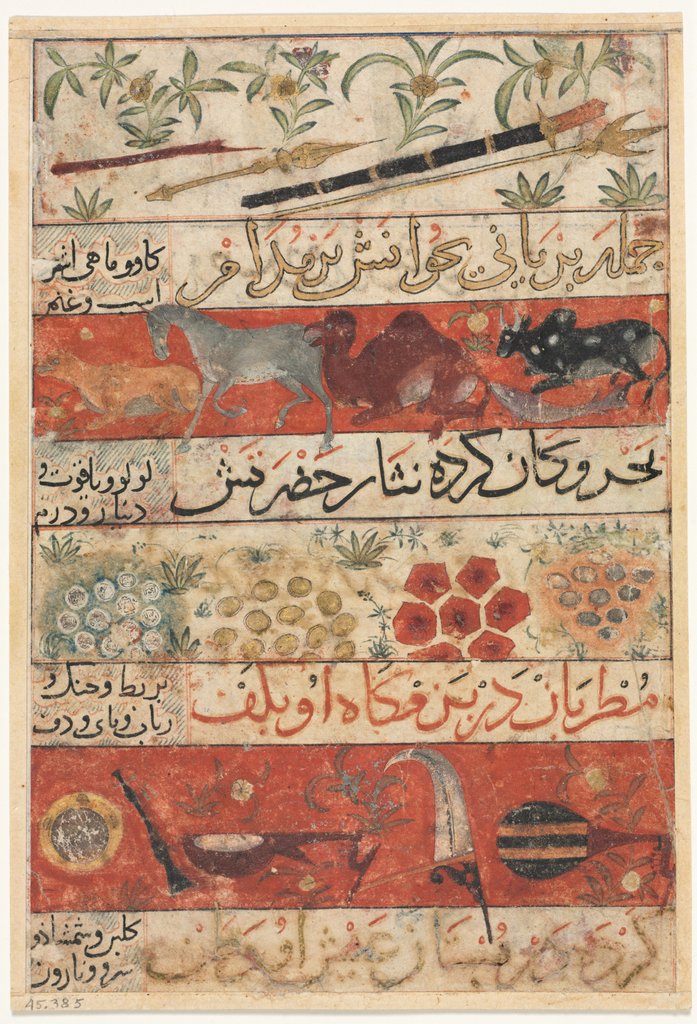 Detail of Animals, Precious Stones, Coins, and Musical Instruments; Animals, Birds, and Plants by Unknown