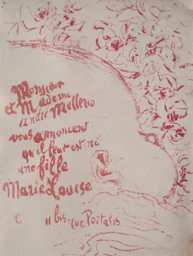Detail of Announcement of a birth, 1898 by Pierre Bonnard