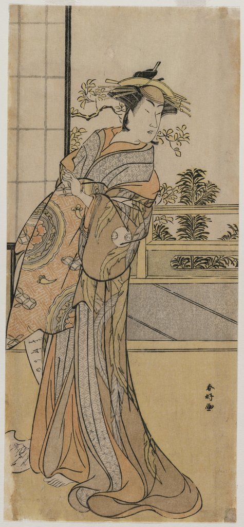 Detail of Arashi Murajiro as a Courtesan Holding a Letter, late 1780s by Katsukawa Shunko